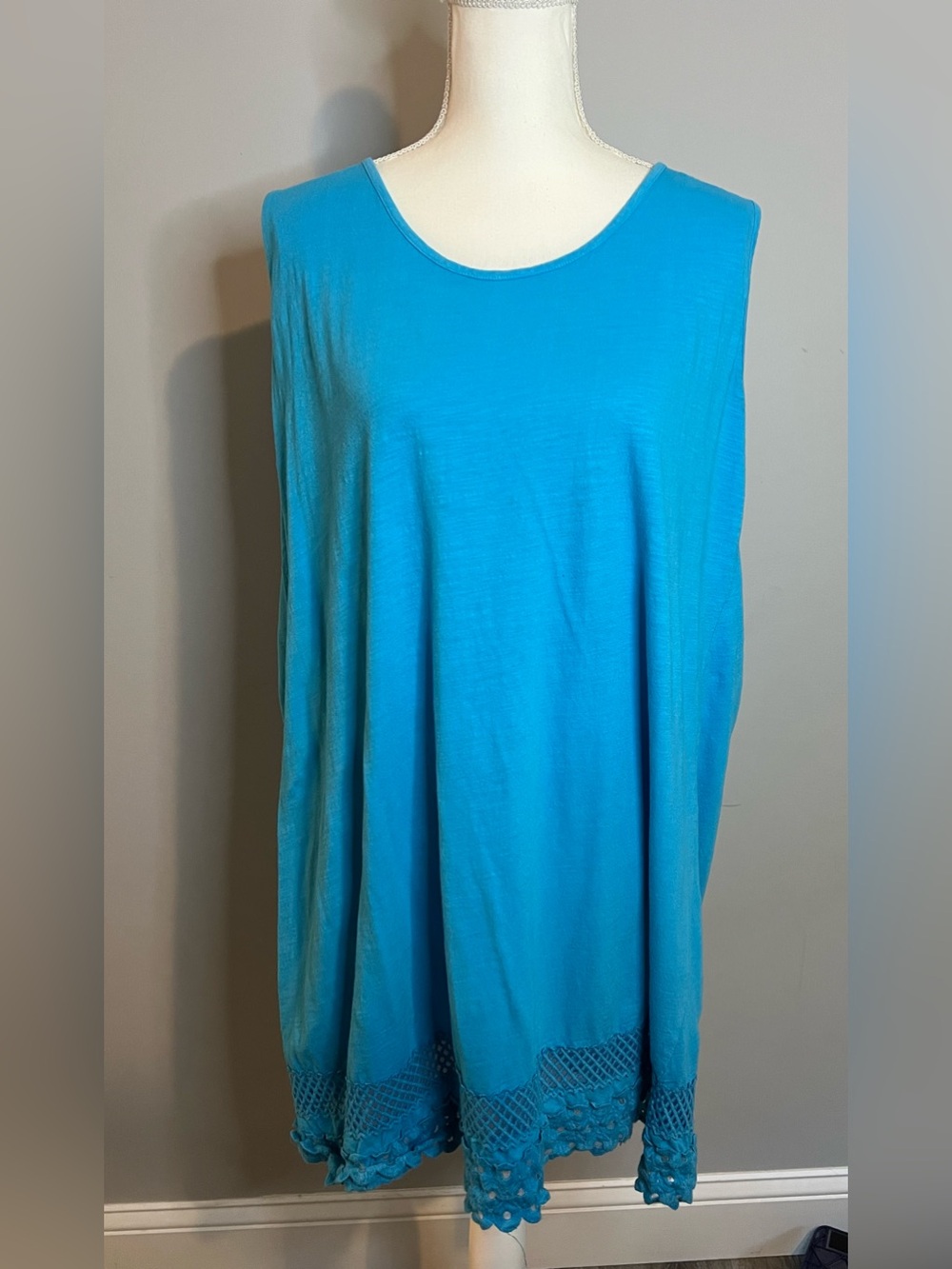 iCantoo Sleeveless Turquoise Crochet-Hem Dress Womens Size XL